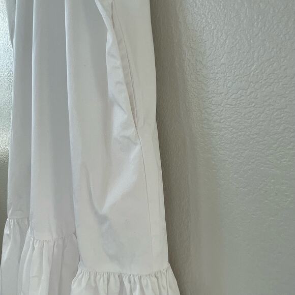 DKNY Womens White Linen Blend Maxi Dress V-Neck Tiered Clean Classic Size Medium - Picture 6 of 7